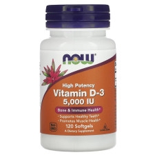 NOW Vitamin D-3 5000, 120 капс.